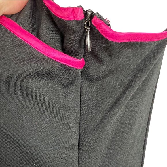 VTG City Triangles Black Maxi Slip Dress Pink Trim Size L Y2K Flowy Prom - Picture 5 of 9